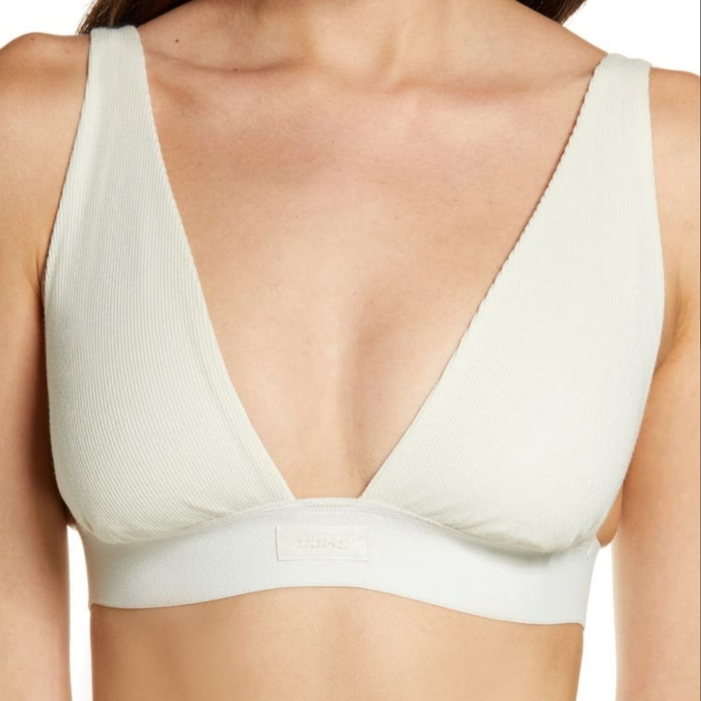 Skims Cotton Ribbed PLUNGE BRALETTE Bone